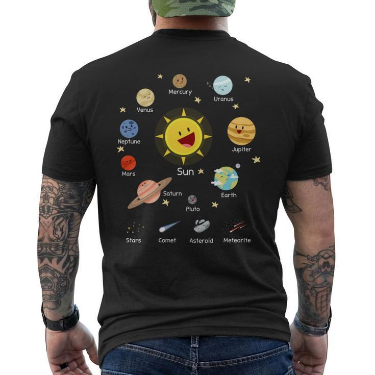 Solar System With Sun Planets Comets And Earth Men's T-shirt Back Print
