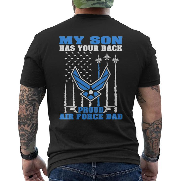 My Son Has Your Back Proud Air Force Dad Military Father Men's Back Print T-shirt