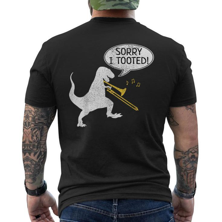 Sorry I Tooted Trombone Dinosaur Marching Band Men's T-shirt Back Print