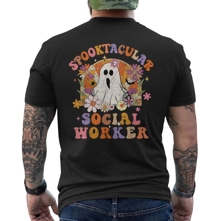 Spooktacular Social Worker Happy Halloween Spooky Matching Men's T-shirt Back Print