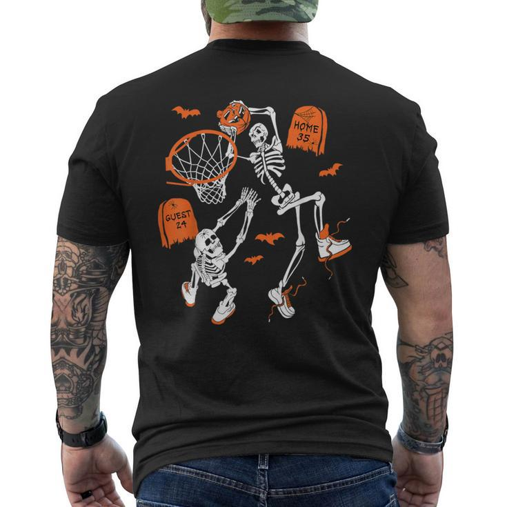 Spooky Skeleton Dunking Basketball Graveyard Halloween Men's T-shirt Back Print