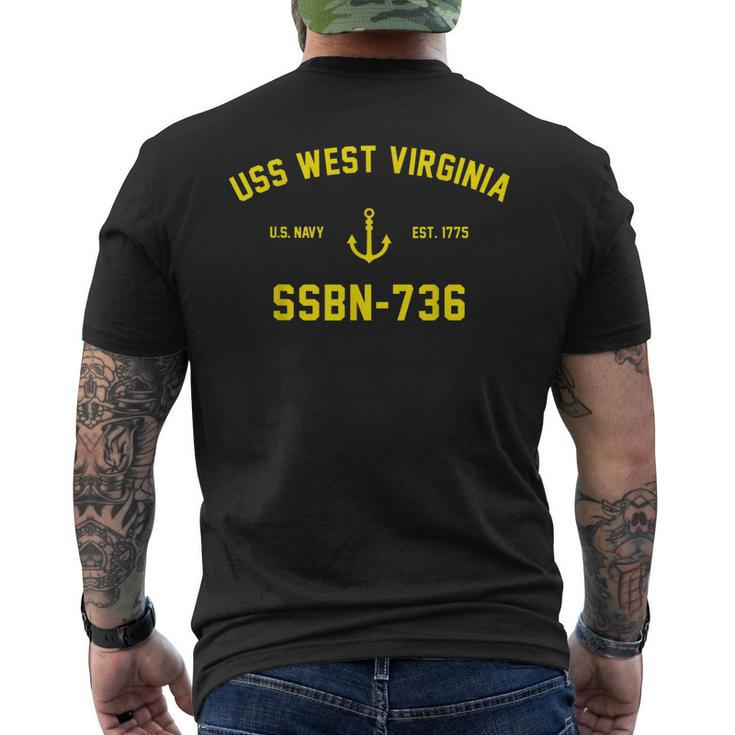 Ssbn736 Uss West Virginia Men's Back Print T-shirt