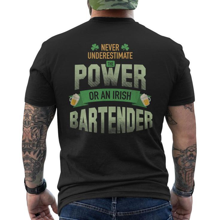 St Patrick's Day Bartender Ideas Never Underestimate Men's T-shirt Back Print