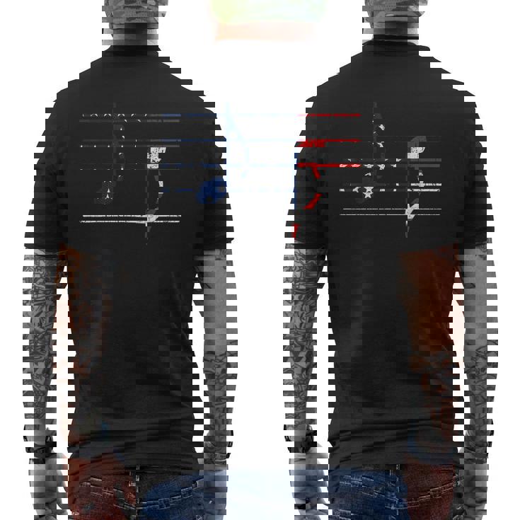 Staff Musical Notes 4Th Of July American Flag Music Fans Mens Back Print T-shirt