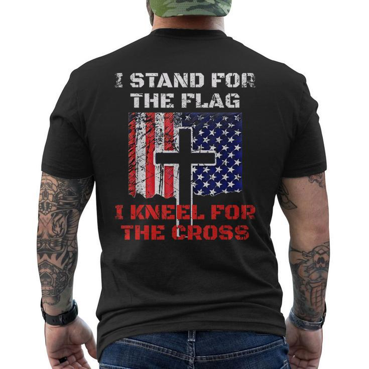 I Stand For The Flag And Kneel For The Cross American Pride Men's Back Print T-shirt