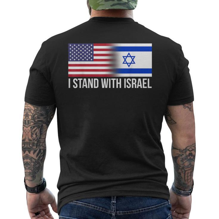 I Stand With Israel Usa Israeli Flag Jewish Men's T-shirt Back Print