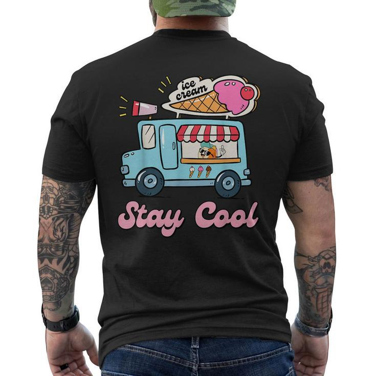 Stay Cool Ice Cream Van Summer Beach Vacay Ice Cream Cone  Mens Back Print T-shirt