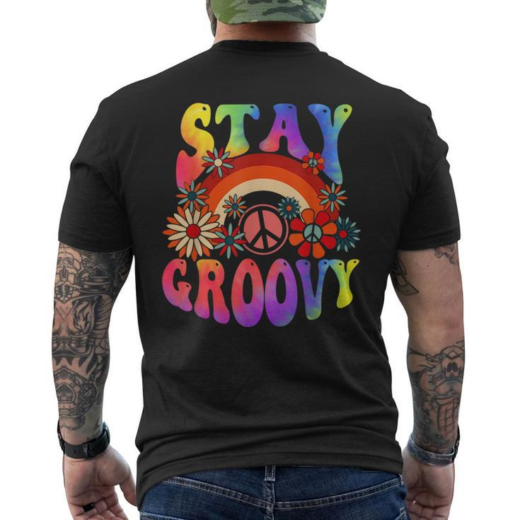 Stay Groovy Peace Sign Love 60S 70S Tie Dye Hippie Halloween Mens Back Print T-shirt