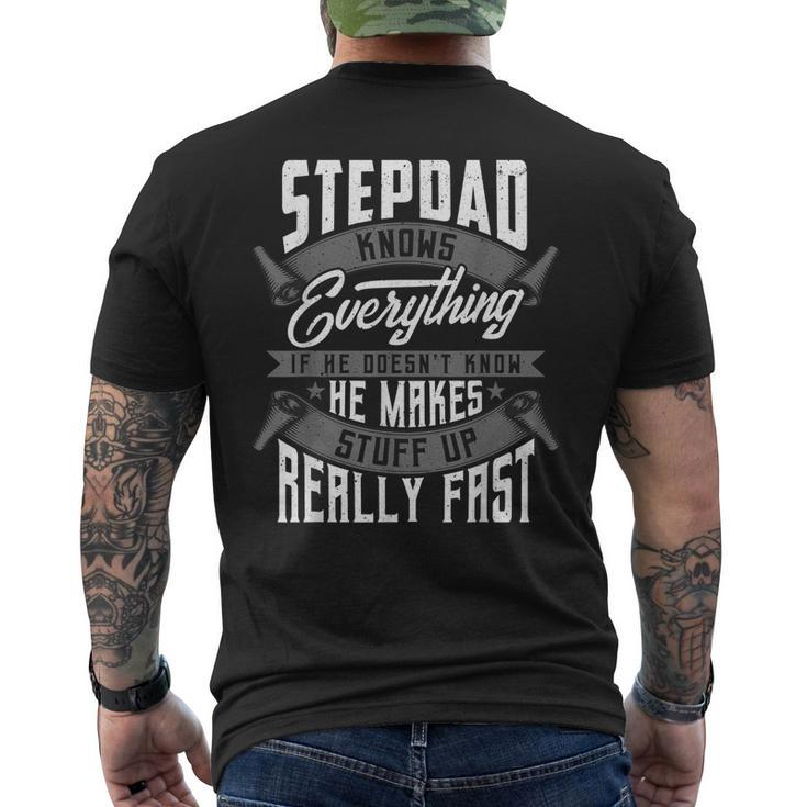 Stepdad Knows Everything Funny Stepdad Fathers Day Gifts Gift For Mens Mens Back Print T-shirt