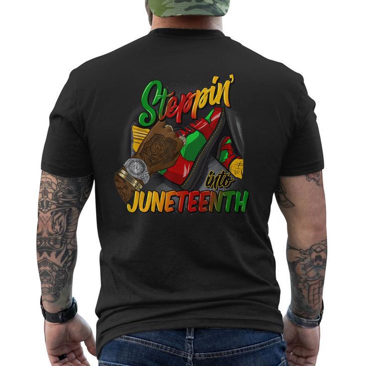 Steppin Into Junenth Like My Ancestors Black Men Mens Back Print T-shirt