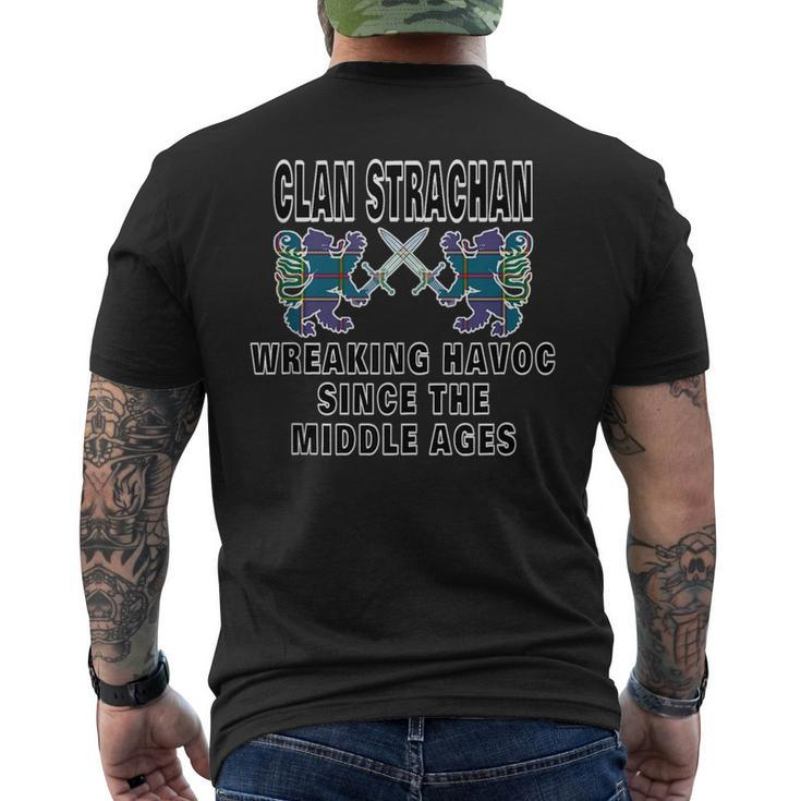 Strachan Scottish Tartan Scotland Family Clan Name Mens Back Print T-shirt