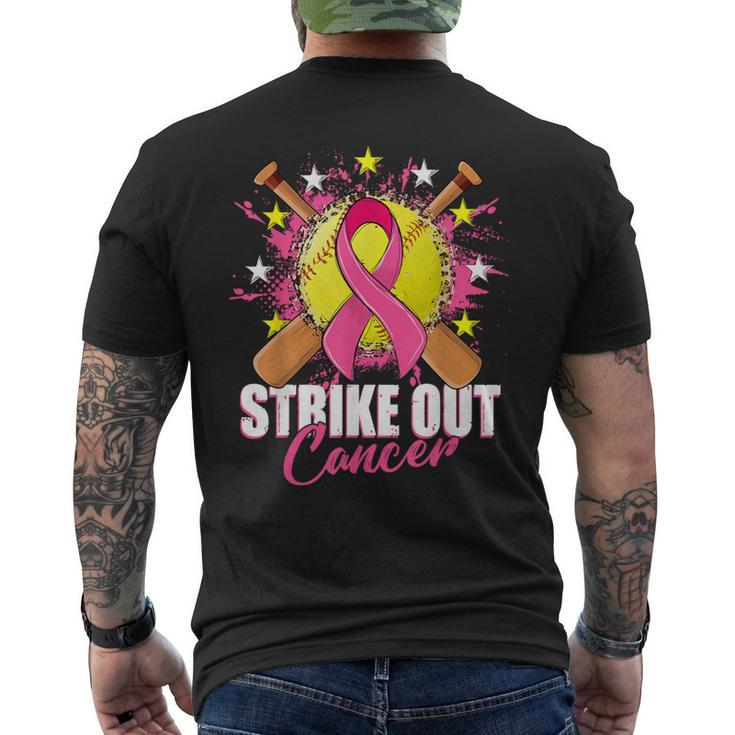 Strike Out Breast Cancer Awareness Month Softball Fight Pink Men's T-shirt Back Print
