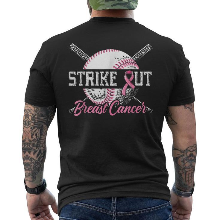 Strike Out Breast Cancer Baseball Breast Cancer Awareness Men's T-shirt Back Print
