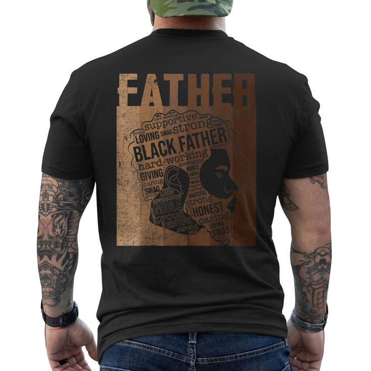 Strong Black Father Dope Dad Black Natural Afro African Men's Back Print T-shirt