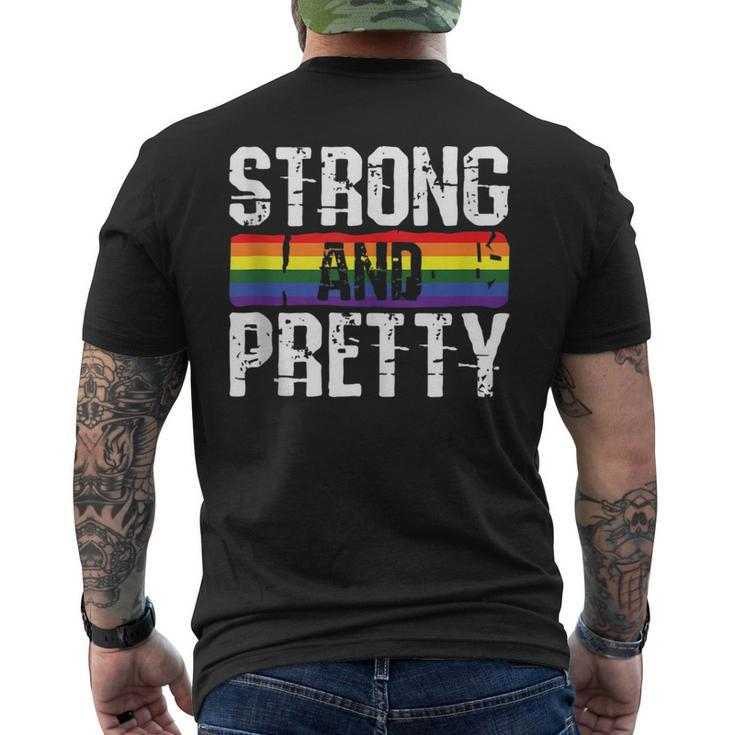 Strong And Pretty Gay Pride Gym Lifting Workout Lgbtq Ally Men's Back Print T-shirt