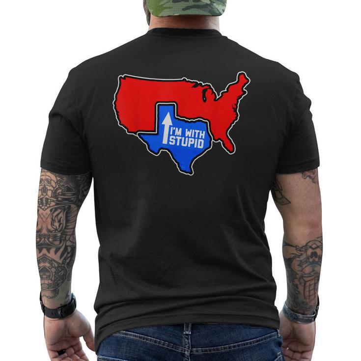 Im With Stupid Texas Proud United State Map Jokes Men's Back Print T-shirt