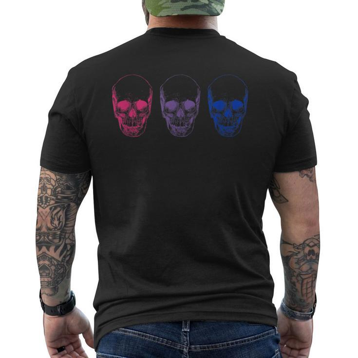 Subtle Bisexual Pride Goth Bi Pride Flag Skull  Mens Back Print T-shirt
