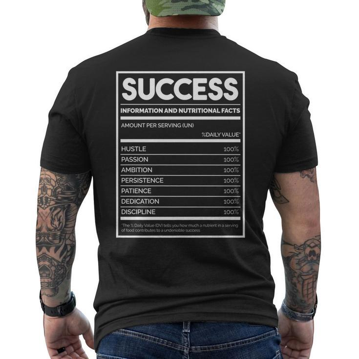 Success Information And Nutritional Facts Hustle Passion Men's T-shirt Back Print