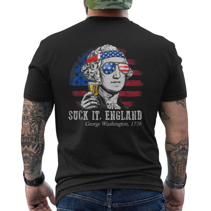Suck It England Funny 4Th Of July George Washington 1776 Men's Crewneck Short Sleeve Back Print T-shirt