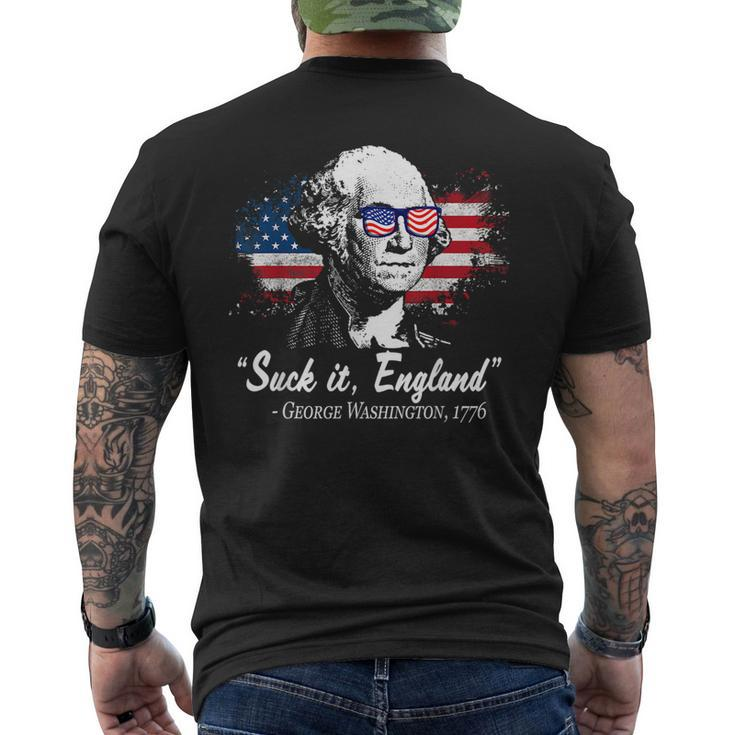 Suckit England 4Th Of July George Washington 1776 Men's Back Print T-shirt