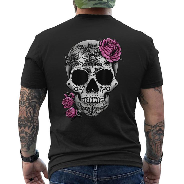 Sugar Skull Day Of The Dead Cool Bone Head Skulls  Mens Back Print T-shirt