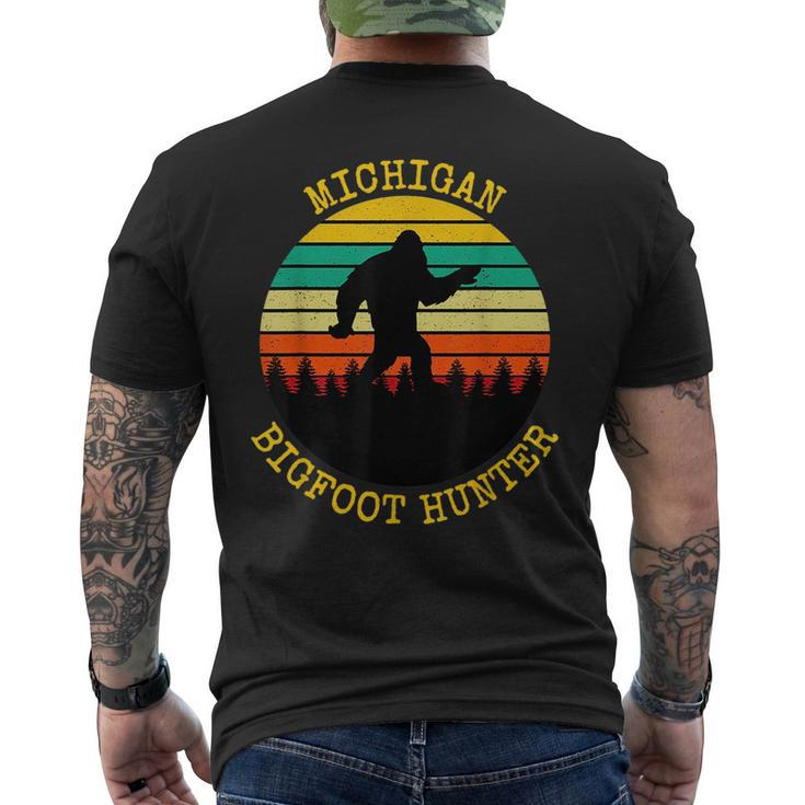 Sunset Bigfoot Big Foot In Forest Michigan Bigfoot Hunter  Mens Back Print T-shirt