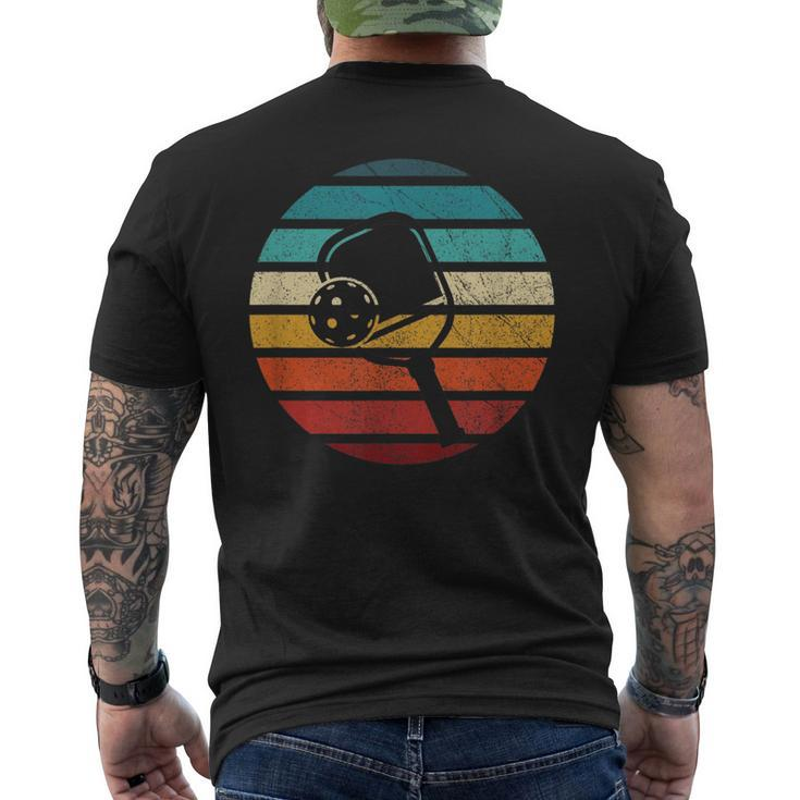 Sunset Us Flag Pickleball Addict Player Paddleball Lover  Mens Back Print T-shirt