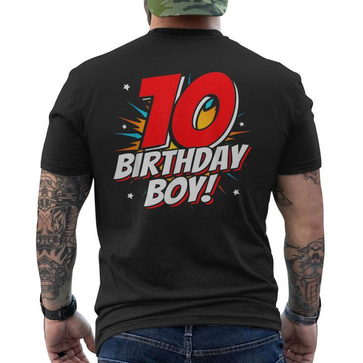 Superhero Birthday Boy Party 10 Year Old 10Th Birthday Mens Back Print T-shirt