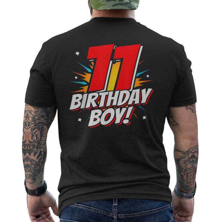 Superhero Birthday Boy Party 11 Year Old 11Th Birthday Mens Back Print T-shirt