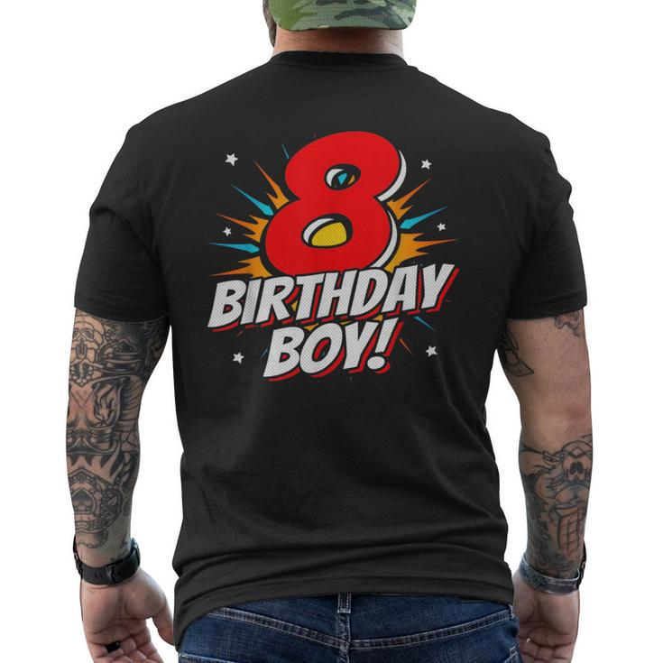 Superhero Birthday Boy Party 8 Year Old 8Th Birthday Mens Back Print T-shirt