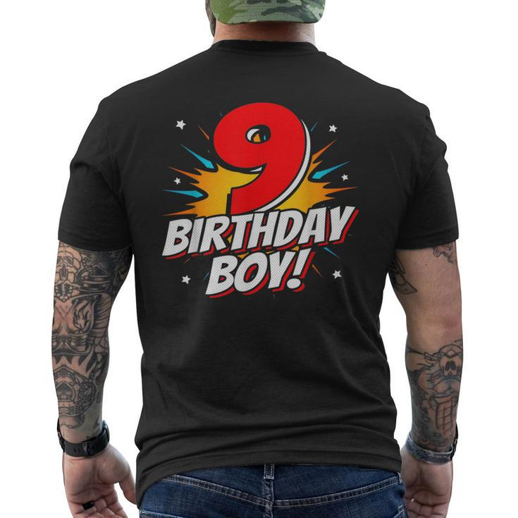 Superhero Birthday Boy Party 9 Year Old 9Th Birthday Mens Back Print T-shirt