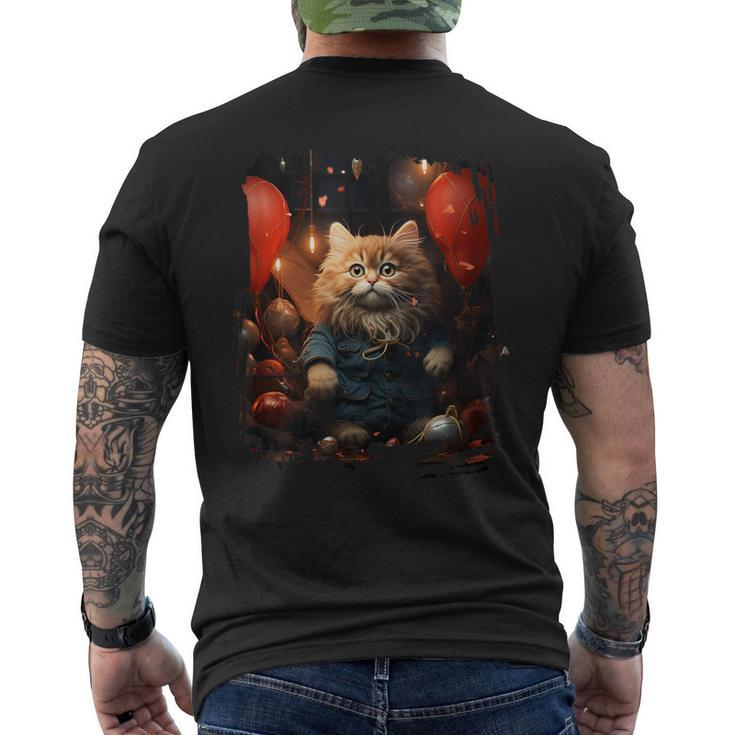 Suphalak Cat 4Th Of July Fireworks Star-Shaped Pillow Men's T-shirt Back Print
