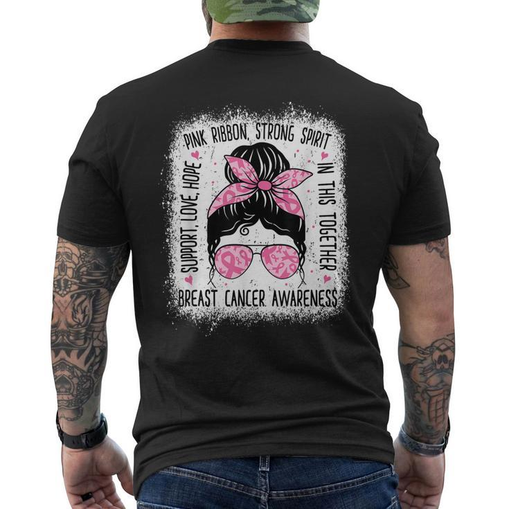 Support Fighter Survivor Warrior Breast Cancer Awareness  Mens Back Print T-shirt