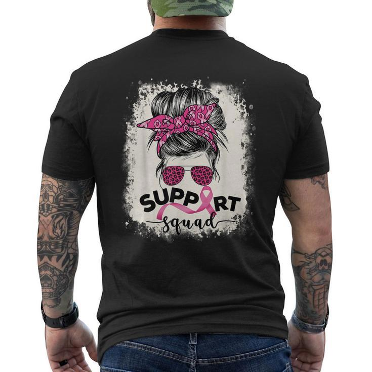 Support Squad Messy Bun Breast Cancer Awareness Pink Warrior Men's Back Print T-shirt