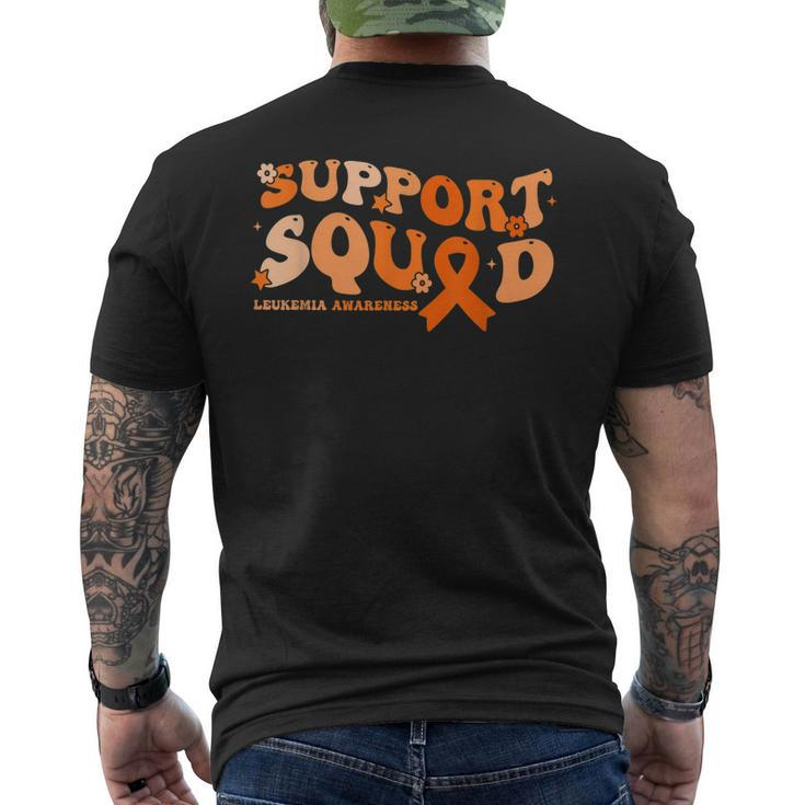 Support Squad Orange Ribbon Leukemia Blood Cancer Awareness Men's Back Print T-shirt