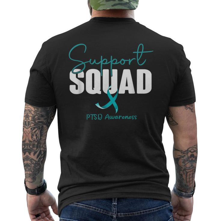 Support Squad Teal Ribbon Ptsd Awareness  Mens Back Print T-shirt