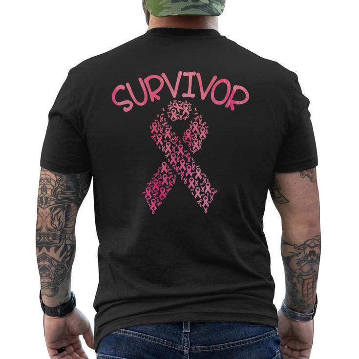 Survivor Pink Ribbon Won Breast Cancer Awareness Men's T-shirt Back Print