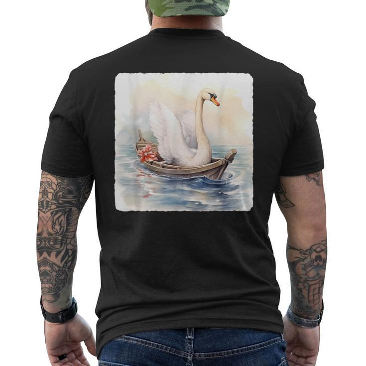 Swan Riding A Paddle Boat Concept Of Swan Using Paddle Boat Men's T-shirt Back Print