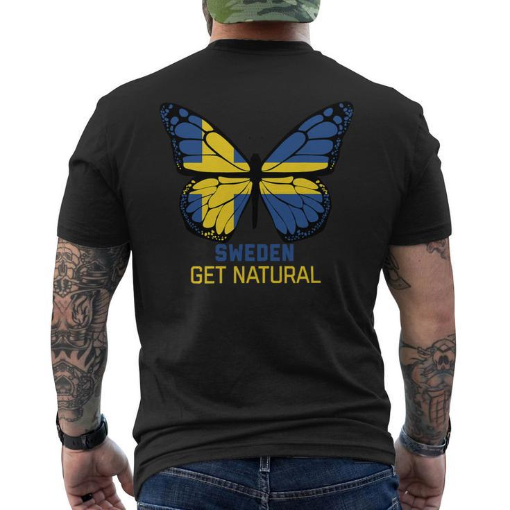 Sweden Buttlerfly Flag Mens Back Print T-shirt