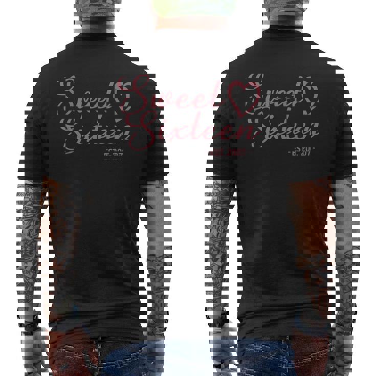 Sweet Sixn Est 2007 Girls 16 Years Old 16Th Birthday  Mens Back Print T-shirt