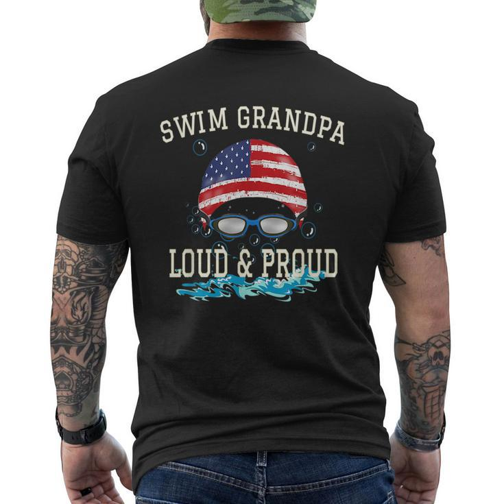 Swim Swimmer Funny Swimming Proud Grandpa Goggles  Mens Back Print T-shirt
