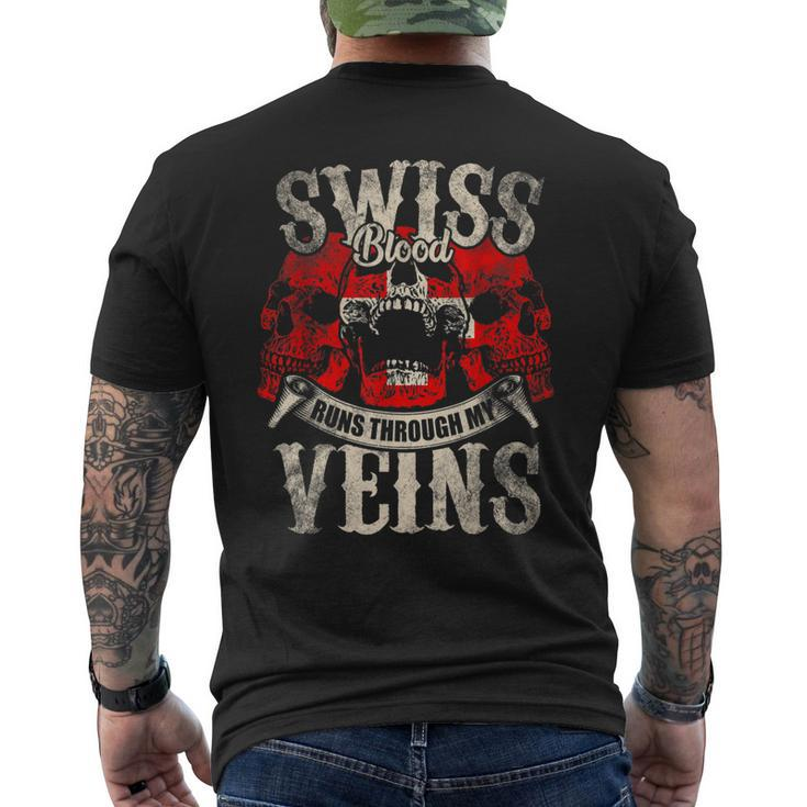 Swiss Blood Runs Through My Veins Flag Of Switzerland Men's T-shirt Back Print
