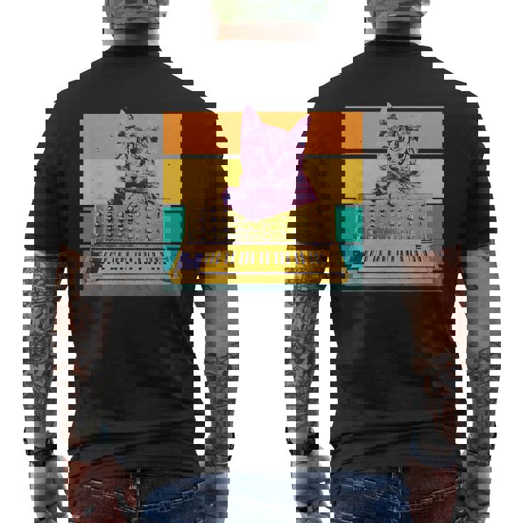 Synthesizer & Cat Vintage Analog Synth Retro Studio Gear  Mens Back Print T-shirt