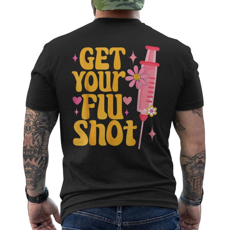 Syringe Retro Medical Get Your Flu Shot Caregiver Men's T-shirt Back Print
