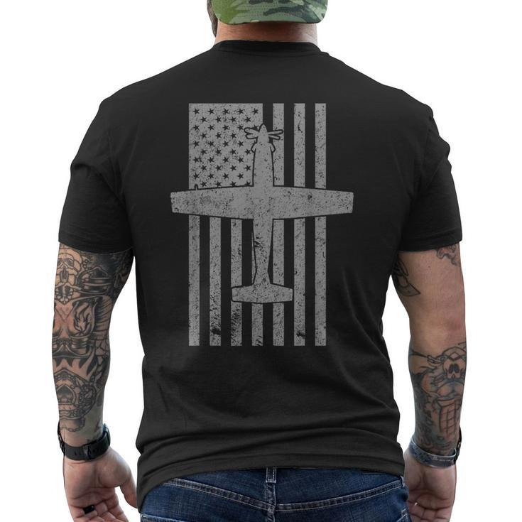 T-6 Texan Ii Trainer Airplane Vintage Flag Men's T-shirt Back Print