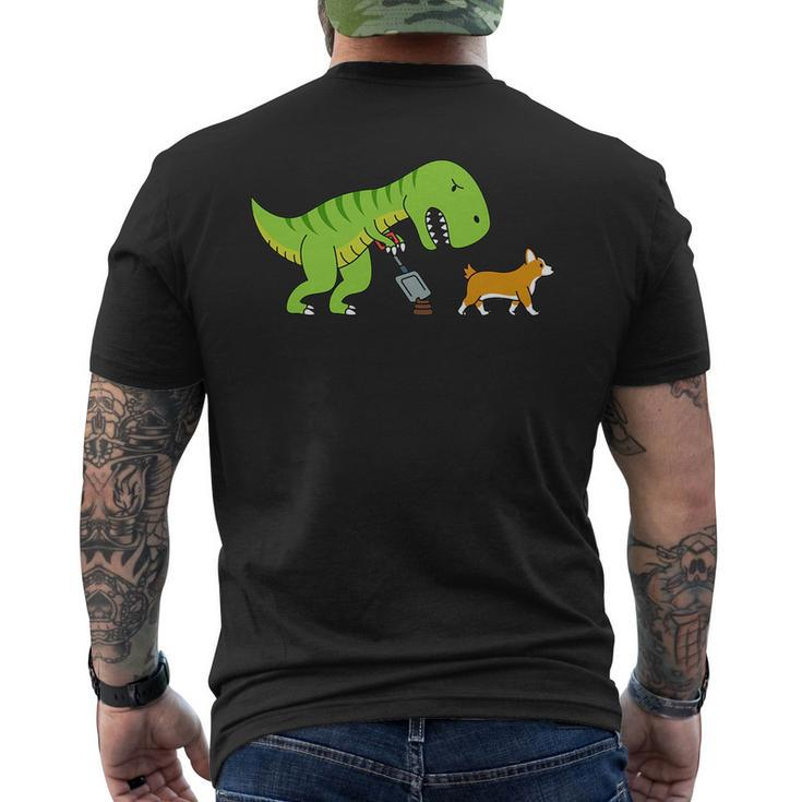 T-Rex Dinosaur Poop Corgi Dog   Mens Back Print T-shirt