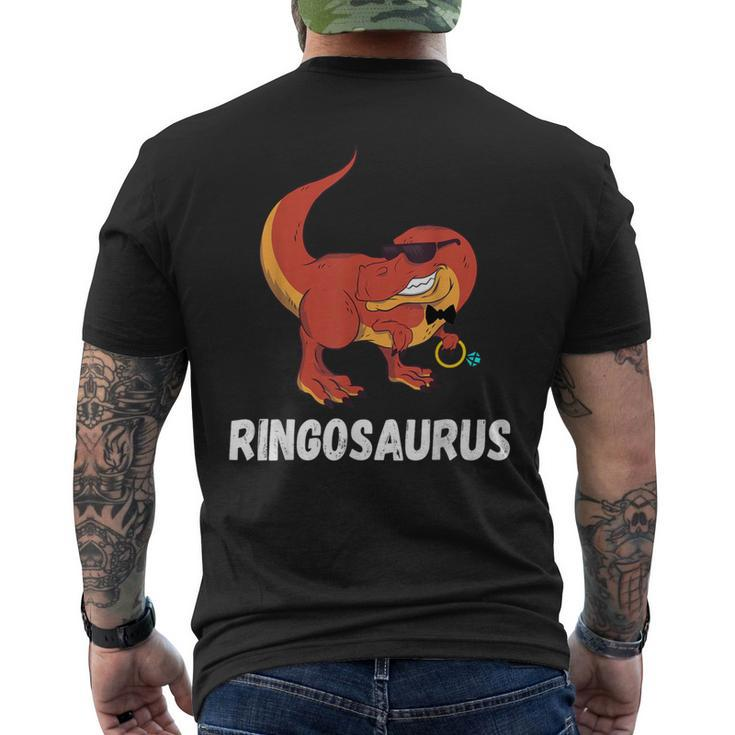 T-Rex Saurus Wedding Party Dino Ring Bearer Security Men's T-shirt Back Print