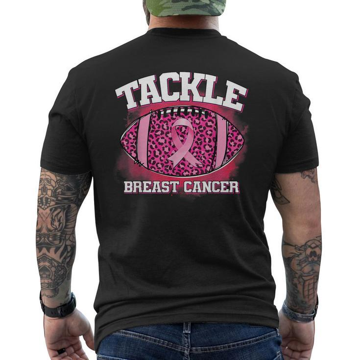 Tackle Breast Cancer Awareness Pink Football Ribbon Men's T-shirt Back Print