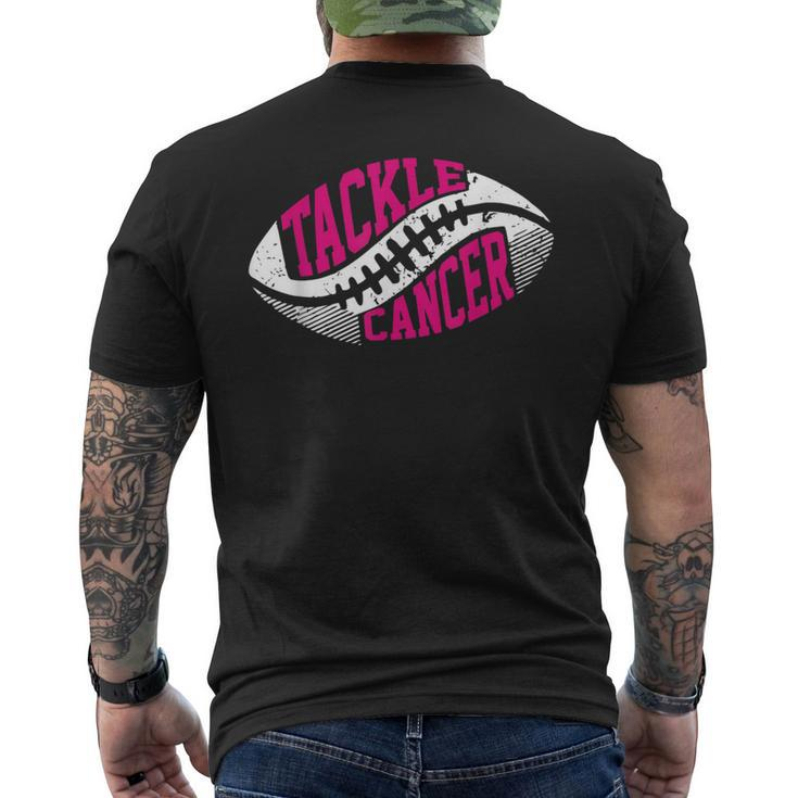 Tackle Football Ball Pink Ribbon Breast Cancer Awareness Men's T-shirt Back Print