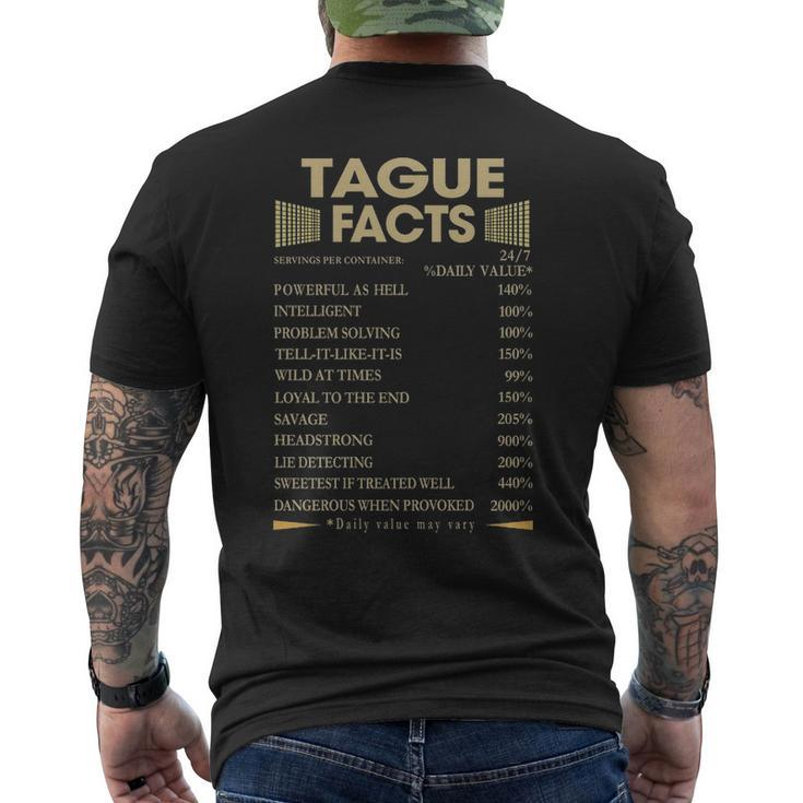 Tague Name Gift Tague Facts V2 Mens Back Print T-shirt